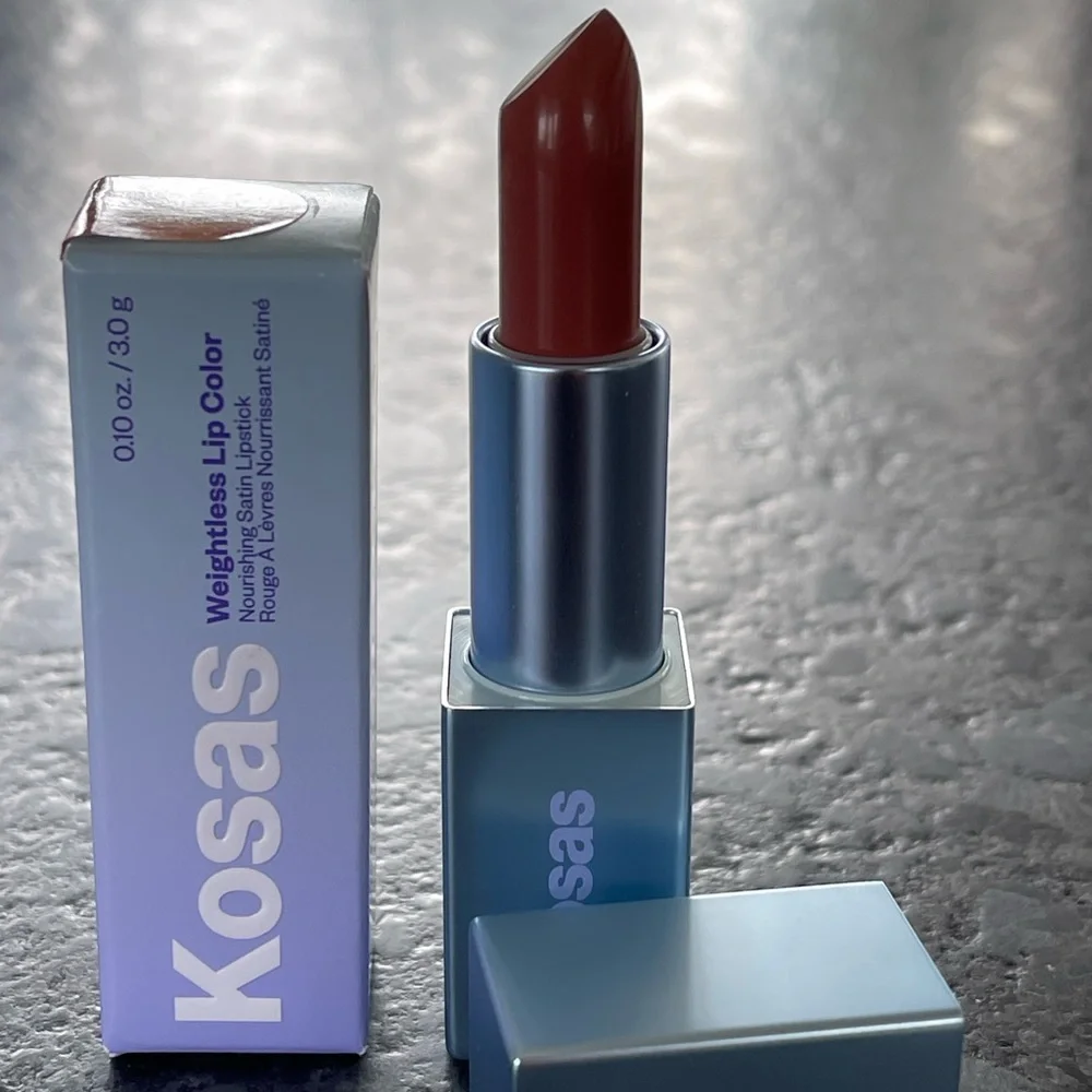 Kosas Weightless Lip Color Nourishing Satin Lipstick in High Cut warm rosy pink